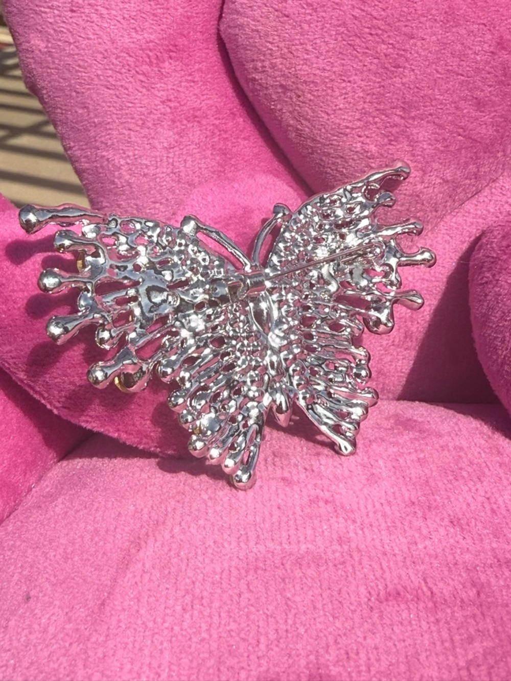 NWOT Multicolor Crystal Butterfly Brooch - Pink Accent Large - Picture 6 of 6